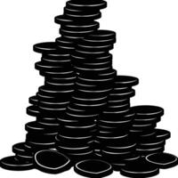 AI generated Silhouette pile of coin black color only vector