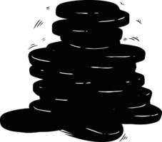 AI generated Silhouette pile of golden coin full body vector