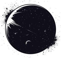 AI generated Silhouette planet in space black color only vector