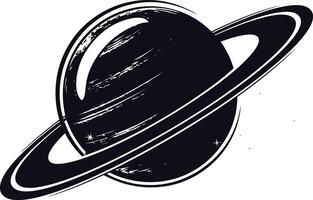 ai generado silueta planeta con anillo en espacio negro color solamente vector