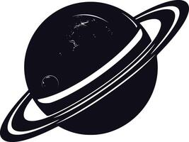 AI generated Silhouette planet with ring in space black color only vector