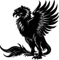 AI generated Silhouette Griffin black color only full body body vector