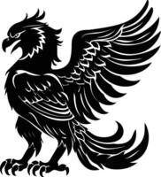 AI generated Silhouette Griffin black color only full body body vector