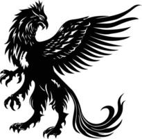 AI generated Silhouette Griffin black color only full body body vector