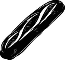 AI generated Silhouette bread baguette black color only vector