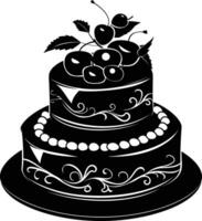 AI generated Silhouette cake black color only full body vector