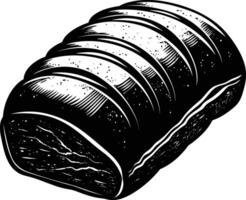 ai generado silueta un pan de masa fermentada negro color solamente vector
