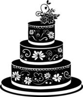 AI generated Silhouette cake black color only full body vector