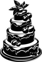 AI generated Silhouette cake black color only full body vector