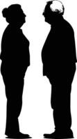 AI generated Silhouette couple of the elderly black color only full vector