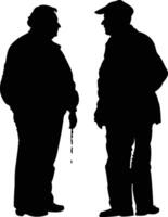 AI generated Silhouette couple of the elderly black color only full vector