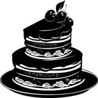 AI generated Silhouette cake black color only full body vector