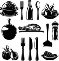AI generated Silhouette culinary food black color only full body vector