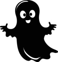 AI generated Silhouette cute ghost black color only full body body vector