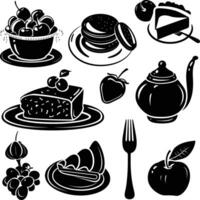 AI generated Silhouette culinary food black color only full body vector