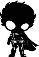 AI generated Silhouette cute hero black color only full body vector