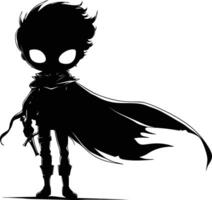 AI generated Silhouette cute hero black color only full body vector