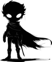 AI generated Silhouette cute hero black color only full body vector