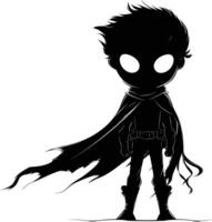 AI generated Silhouette cute hero black color only full body vector