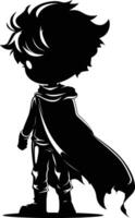 AI generated Silhouette cute hero black color only full body vector