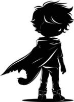 AI generated Silhouette cute hero black color only full body vector