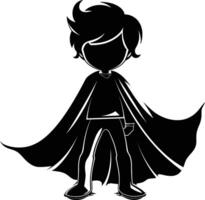 AI generated Silhouette cute hero black color only full body vector