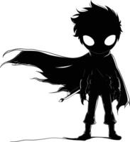 AI generated Silhouette cute hero black color only full body vector