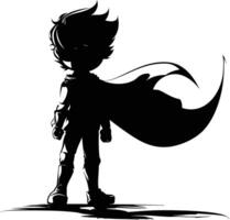 AI generated Silhouette cute hero black color only full body vector