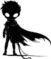 AI generated Silhouette cute hero black color only full body vector