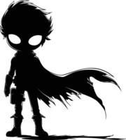 AI generated Silhouette cute hero black color only full body vector