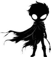AI generated Silhouette cute hero black color only full body vector