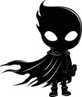 AI generated Silhouette cute hero black color only full body vector