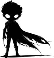 AI generated Silhouette cute hero black color only full body vector