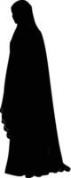 AI generated Silhouette cute hijab women black color only full body vector