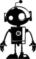 AI generated Silhouette cute robot black color only full body body vector