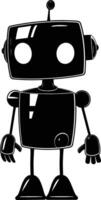 AI generated Silhouette cute robot black color only full body body vector