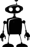 AI generated Silhouette cute robot black color only full body body vector