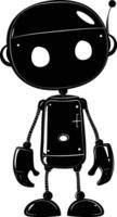 AI generated Silhouette cute robot black color only full body body vector