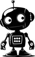 AI generated Silhouette cute robot black color only full body body vector