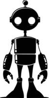 AI generated Silhouette cute robot black color only full body body vector