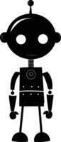 AI generated Silhouette cute robot black color only full body body vector