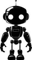 ai generado silueta linda robot negro color solamente lleno cuerpo cuerpo vector