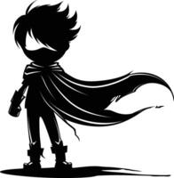 AI generated Silhouette cute hero black color only full body vector