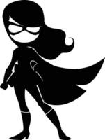 AI generated Silhouette cute women hero black color only full body vector