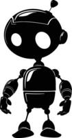 AI generated Silhouette cute robot black color only full body body vector