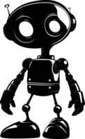 AI generated Silhouette cute robot black color only full body body vector