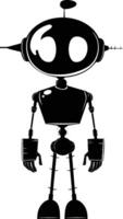 AI generated Silhouette cute robot black color only full body body vector