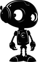 AI generated Silhouette cute robot black color only full body body vector