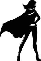 AI generated Silhouette cute women hero black color only full body vector