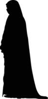 AI generated Silhouette girl wear hijab black color only full body vector